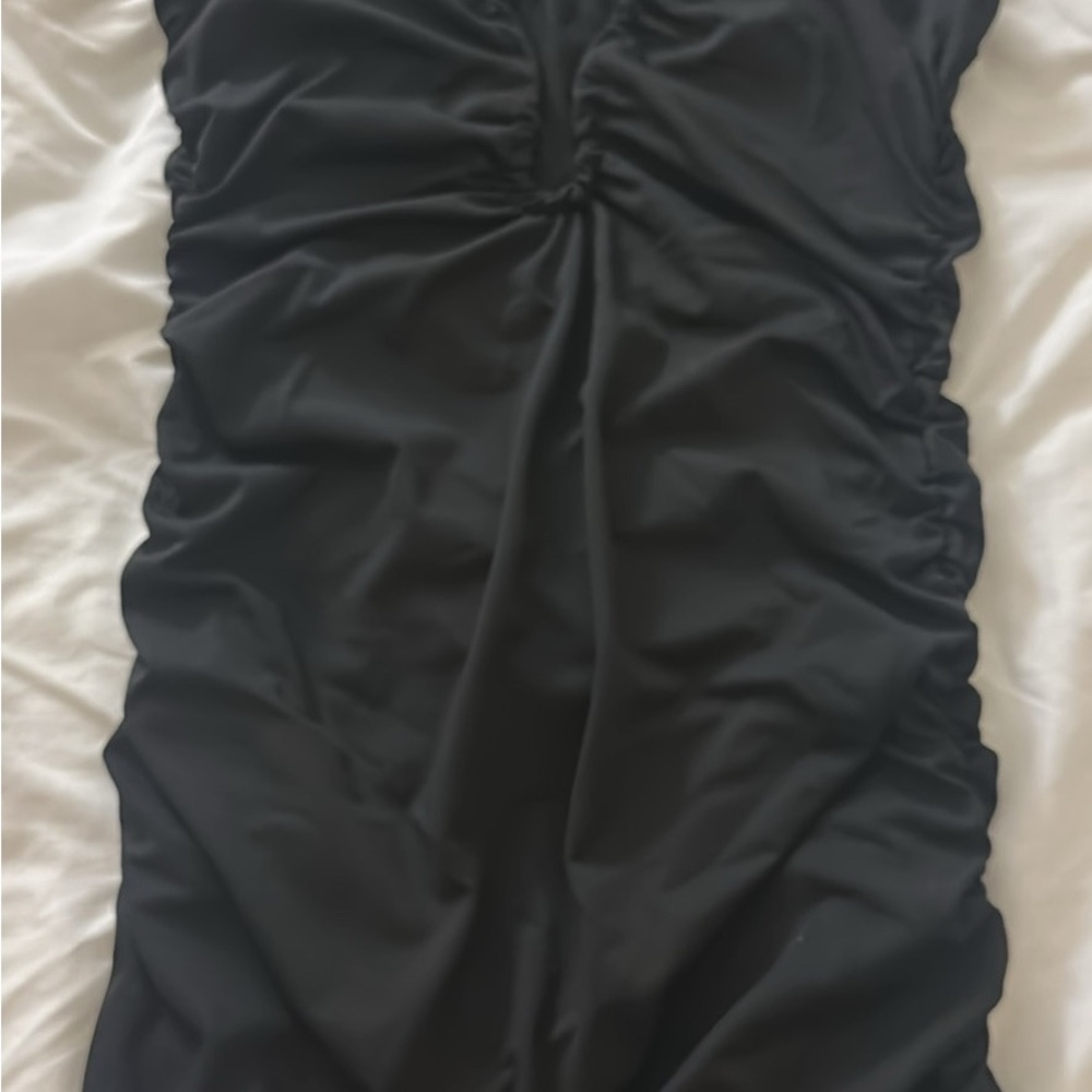 Elegant Black Ruched Dress